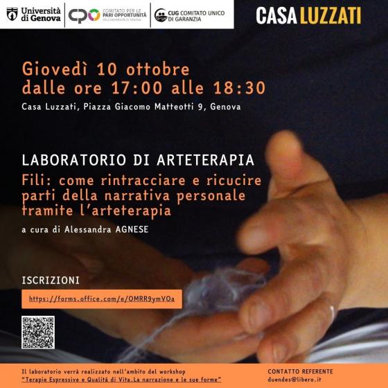 Laboratorio di arteterapia “Fili: come rintracciare e ricucire parti della narrativa personale tramite l’arteterapia” 